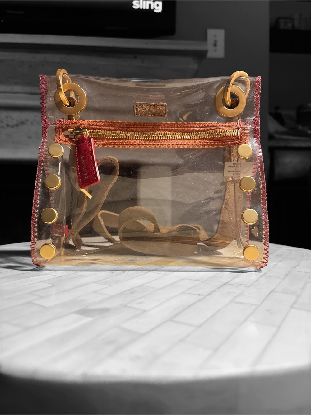 Hammitt Tony Small Clear Crossbody Bag Stadium Approved - Brushed Gold Trim